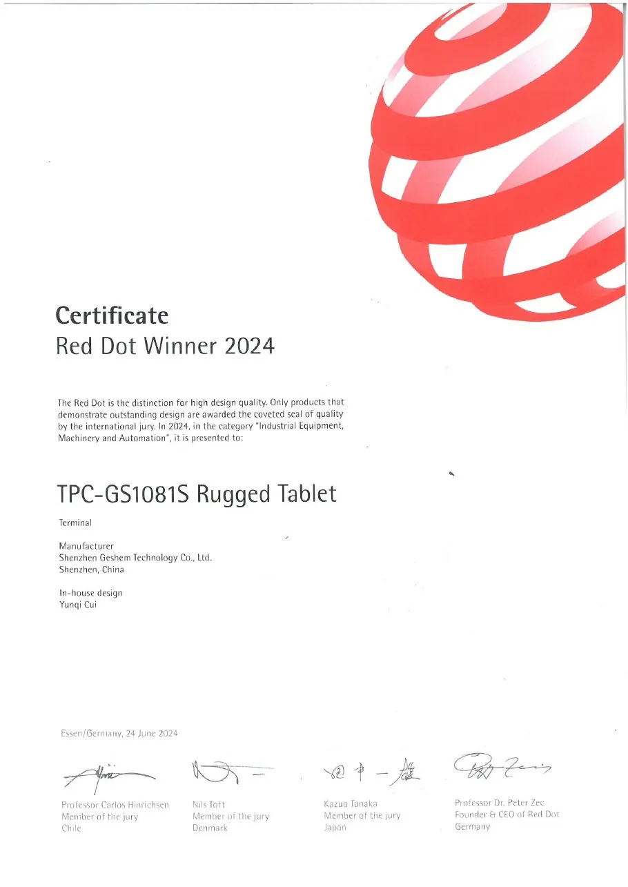 Chứng nhận Red Dot Winner 2024 cho máy tính bảng siêu bền TPC-GS1081S
